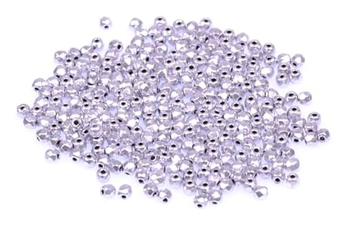 600pcs Feuerpolierte facettierte Perlen rund 2 mm, Schwarz Silber Matte (23980-1700), Böhmisches Kristall Glas, Tschechien 15119001 Großhandlespackung Fire Polished Faceted Beads Round von Bohemia Crystal Valley