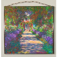 Claude Monet - Garten in Giverny. Buntglas Und Druck Auf Leinwand. | Leinwand 280 G/M² Matt Geschenk von Bohemiaimage