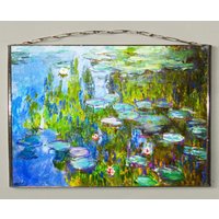 Claude Monet - Seerosen, Glasmalerei Und Druck Auf Leinwand. | Leinwand 280 G/M² MattGeschenk.geschenk von Bohemiaimage