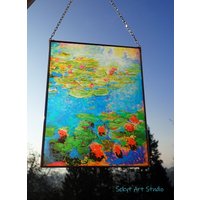 Claude Monet - Seerosen Ii. Glasmalerei Und Druck Auf Leinwand, | Canvas 280 Gsm Matt Geschenkgeschenk von Bohemiaimage