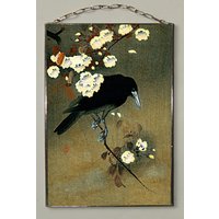 Ohara Koson - Krähe Und Blüte. Glasmalerei Druck Auf Leinwand | 280 G/M² Starke Leinwand, Matt von Bohemiaimage