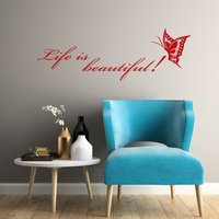 Das Leben Ist Schön Vinyl Wand Aufkleber Schmetterling Inspirieren Worte Inspiration Spruch Kunst Wandbild | #3272Da von BoldArtsy