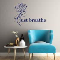 Just Breathe Wandtattoo Lotus Blume Yoga Studio Meditationsraum Wandbild | #3285Da von BoldArtsy