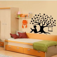 Lese Junge Vinyl Wand Aufkleber Wissen Baum Bibliothek Buch Ecke Schule Kinderzimmer Wandbild | #3275Da von BoldArtsy