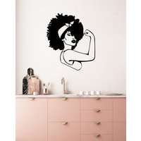 Strong Afro Woman Vinyl Wandtattoal African Power Girl Sticker Wandbild | #3201Da von BoldArtsy