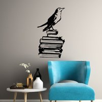 Vogel Bücher Vinyl Wandtattoo Bibliothek Lesezimmer Ecke Kinderzimmer Aufkleber Wandbild | #3250Da von BoldArtsy