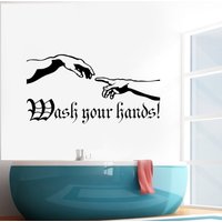 Wash Your Hands Vinyl Wandtattoi Michelangelo Badezimmer Regeln Wc Dekor Aufkleber Wandbild | #3268Da von BoldArtsy