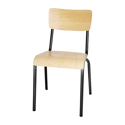 Bolero Cantina Beistellstühle mit Sitzpolster und Rückenlehne aus Holz (4 Stück), Metallic-Grau, Sitzhöhe: 470 mm, Stahl und Eschenholz, FB942 von Bolero