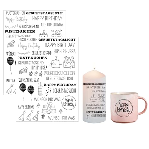 Bolosa 2 Stück Kerzentattoos Geburtstag,Kerzentattoo Wassertransferdruck Kerzen Tattoos Kerzen kerzenfolie Geburtstag Dekorieren Kerzenfolie Glücklich Diy Geschenk Kerzensticker（Stil 30） von Bolosa