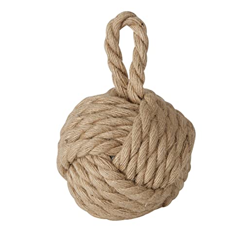 Boltze Türstopper Set Jute Knoten Natur Strick Kugel Stoff Boden 1,5 kg Gewicht mit praktischer Schlaufe (Braun) von BOLTZE