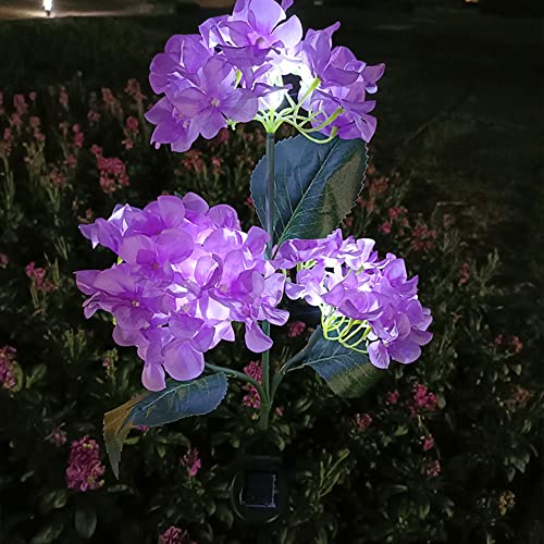 Solarlampen für Außen Garten Deko, Solar Hortensie Blumen Lampe, Gartenleuchten Solarleuchten für Außen IP65 Wasserdicht, Solar Hydrangea Gartendeko für Draußen, Balkon Deko Garten (Lila) von BomKra