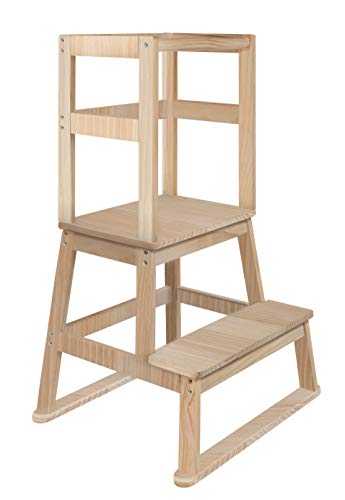 BOMI® Vario Swubi Lernturm für Kinder Schemel I Lerntower Lernstuhl für Kinder ab dem Stehalter, ab 1 Jahr | Montessori Learning Tower Turm für Küche Baby Möbel | Kinderstuhl aus Holz von Bomi