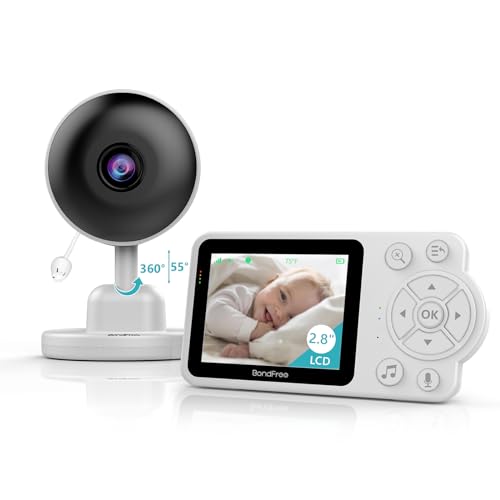 BondFree Babyphone mit Kamera Video Baby Monitor 2,4 GHz Gegensprechfunktion ECO Modus Nachtsicht Temperatursensor Schlaflieder Lange Akkulaufzeit, 480p von BondFree