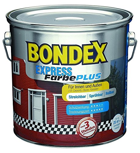 Bondex Express Farbe Plus Farbton Moosgrün 568 / seidenglänzend /2,25 Liter/Wetterschutzfarbe/Dauerschutzfarbe von Bondex