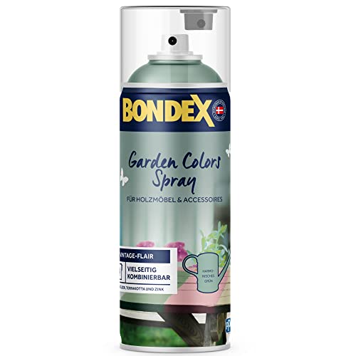 Bondex Garden Colors Spray Harmonisches Grün 0,4 L für 4 m² | Vintage-Flair für Möbel & Accessoires | Schütteln & Sprühen | Seidenmatt | Sprayfarbe von Bondex