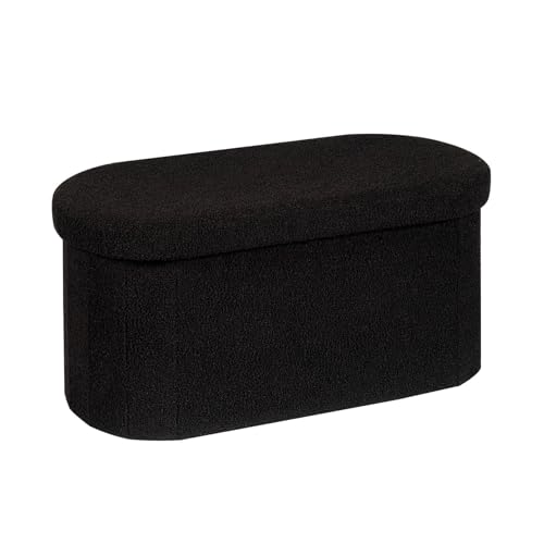 Bonlife Sitzbank mit Stauraum, Klappbare Sitztruhe, Aufbewahrungsbox, Fußbank, Elliptisch, 76x38x38 cm, Schwarz, bis 120 kg belastbar, für Wohnzimmer Schlafzimmer Flur Bonlife Sitzbank mit Stauraum, Klappbare Sitztruhe, Aufbewahrungsbox, Fußbank, Elliptisch, 76x38x38 cm, Schwarz, bis 120 kg belastbar, für Wohnzimmer Schlafzimmer Flur von Bonlife