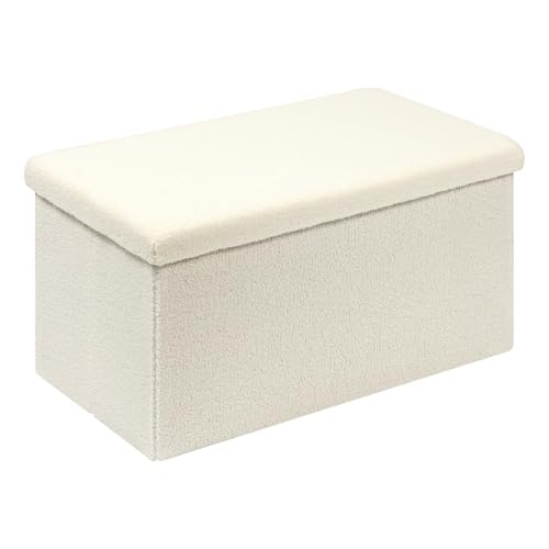 Bonlife Sitzhocker Sitzwürfel mit Stauraum, Faltbare Sitzbank, Samt Fußbank Truhen Aufbewahrungsbox, Weiß, 80 x 40 x 40 cm Bonlife Sitzhocker Sitzwürfel mit Stauraum, Faltbare Sitzbank, Samt Fußbank Truhen Aufbewahrungsbox, Weiß, 80 x 40 x 40 cm von Bonlife