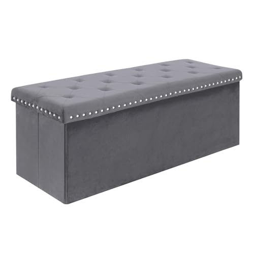 Bonlife Sitzbank mit Stauraum,Sitzhocker Truhen,klappbare Sitzbank,Hocker mit Deckel,Aufbewahrungsbox,Schlafzimmer Flur,Grau,Samt,110x40x40cm Bonlife Sitzbank mit Stauraum,Sitzhocker Truhen,klappbare Sitzbank,Hocker mit Deckel,Aufbewahrungsbox,Schlafzimmer Flur,Grau,Samt,110x40x40cm von Bonlife