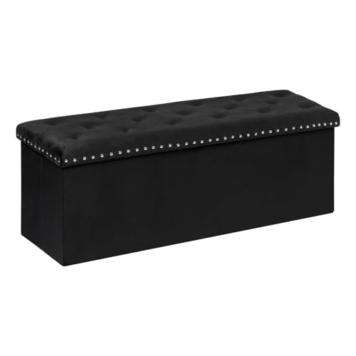 Bonlife Sitzbank mit Stauraum,Sitzhocker Truhen,klappbare Sitzbank,Hocker mit Deckel,Aufbewahrungsbox,Schlafzimmer Flur,Schwarz,Samt,110x40x40cm Bonlife Sitzbank mit Stauraum,Sitzhocker Truhen,klappbare Sitzbank,Hocker mit Deckel,Aufbewahrungsbox,Schlafzimmer Flur,Schwarz,Samt,110x40x40cm von Bonlife