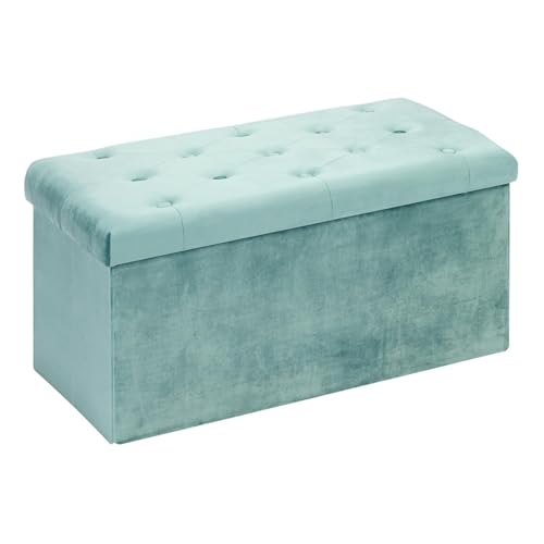 Bonlife Sitzbank Samt Aufbewahrungsbox mit Deckel Sitztruhe mit Stauraum Stoff Stauraum Faltbarer Fußhocker Samttuch, Grün, 80 x 40 x 40 cm Bonlife Sitzbank Samt Aufbewahrungsbox mit Deckel Sitztruhe mit Stauraum Stoff Stauraum Faltbarer Fußhocker Samttuch, Grün, 80 x 40 x 40 cm von Bonlife