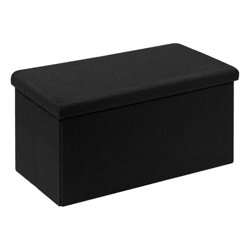 Bonlife Sitzbank mit Stauraum, Faltbare Sitzbank, Samt Fußhocker Truhen Aufbewahrungsbox mit Deckel, Schwarz, 80 x 40 x 40 cm Bonlife Sitzbank mit Stauraum, Faltbare Sitzbank, Samt Fußhocker Truhen Aufbewahrungsbox mit Deckel, Schwarz, 80 x 40 x 40 cm von Bonlife