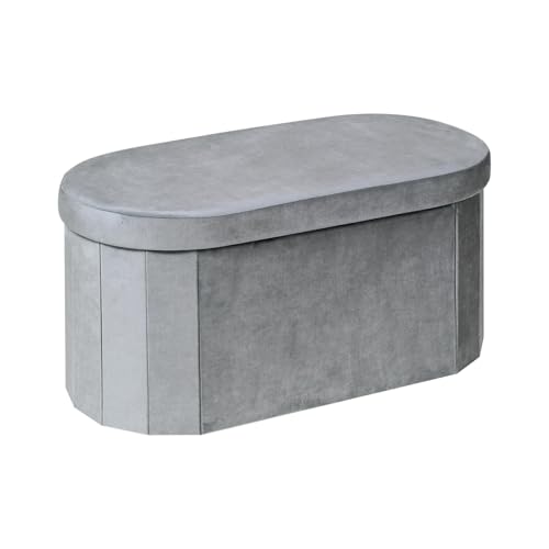 Bonlife Sitzbank mit Stauraum,klappbare Sitztruhe, Aufbewahrungsbox, Fußbank, Oval, für Flur, Wohnzimmer und Schlafzimmer, Grau, 76x38x38 cm Bonlife Sitzbank mit Stauraum,klappbare Sitztruhe, Aufbewahrungsbox, Fußbank, Oval, für Flur, Wohnzimmer und Schlafzimmer, Grau, 76x38x38 cm von Bonlife