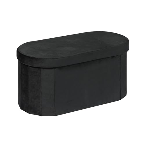 Bonlife Sitzbank mit Stauraum,klappbare Sitztruhe, Aufbewahrungsbox, Fußbank, Oval, für Flur, Wohnzimmer und Schlafzimmer, Schwarz, 76x38x38 cm Bonlife Sitzbank mit Stauraum,klappbare Sitztruhe, Aufbewahrungsbox, Fußbank, Oval, für Flur, Wohnzimmer und Schlafzimmer, Schwarz, 76x38x38 cm von Bonlife