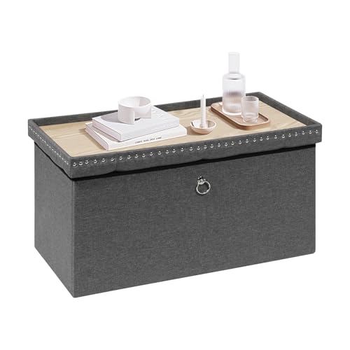 Bonlife Sitzbank mit Stauraum,klappbare Sitztruhe, Aufbewahrungsbox, Fußbank, Rechteck, für Flur, Wohnzimmer und Schlafzimmer, Grau, 80x40x40 cm Bonlife Sitzbank mit Stauraum,klappbare Sitztruhe, Aufbewahrungsbox, Fußbank, Rechteck, für Flur, Wohnzimmer und Schlafzimmer, Grau, 80x40x40 cm von Bonlife
