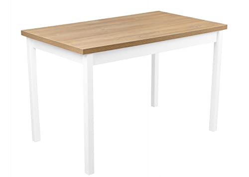 Bonni Holztisch 120x70 cm, Esstisch mit Weiß Holzbeine, Esszimmertisch, Küchentisch, Tisch für Küche, Esszimmer, Wohnzimmer von Bonni
