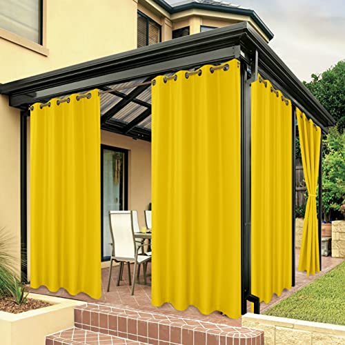 BONZER Wasserdichte Vorhänge für Innen- und Außenbereich für Terrasse, dicke Sichtschutz-Ösenvorhänge für Schlafzimmer, Wohnzimmer, Veranda, Pergola, Cabana, 1 Panel, 137,2 x 213,4 cm, Gelb von Bonzer