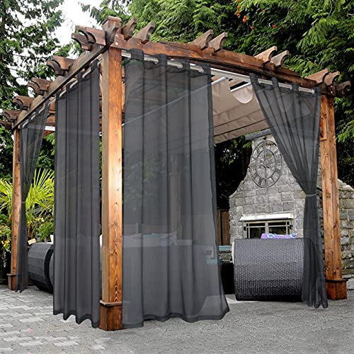 Bonzer Durchsichtige Vorhänge für Terrasse, wasserdicht, 2 Paneele mit Ösen, Voile-Vorhänge für Wohnzimmer, Schlafzimmer, Veranda, Pergola, Cabana, 137,2 x 213,4 cm, Grau von Bonzer