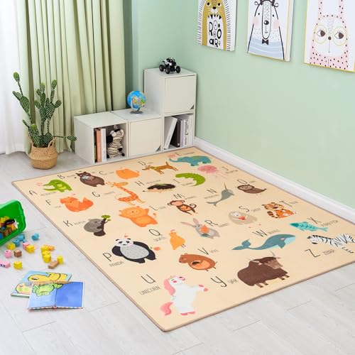 Booooom Jackson Collection ABC Lustige Kinderteppiche, 150 x 200 cm, Zahlen und Tier, pädagogischer Klassenzimmer-Teppich für Spielzimmer, Klassenzimmer und Kinderzimmer, Sicherheit und Spaß von Booooom Jackson