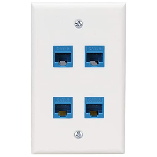 Booso Ethernet-Wandplatte, 4 Anschlüsse, Buchse, Buchse, kompatibel mit Cat7/6/6E/5/5E Ethernet-Geräten, Blau von Booso
