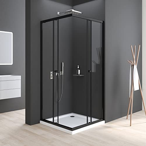 Boromal Duschkabine Schwarz, Duschkabine 80x80cm Eckeinstieg Schwarz Duschkabine Schiebetür 6mm ESG Glas Duschabtrennung Dusche Duschwand Höhe 185cm Boromal Duschkabine Schwarz, Duschkabine 80x80cm Eckeinstieg Schwarz Duschkabine Schiebetür 6mm ESG Glas Duschabtrennung Dusche Duschwand Höhe 185cm von Boromal