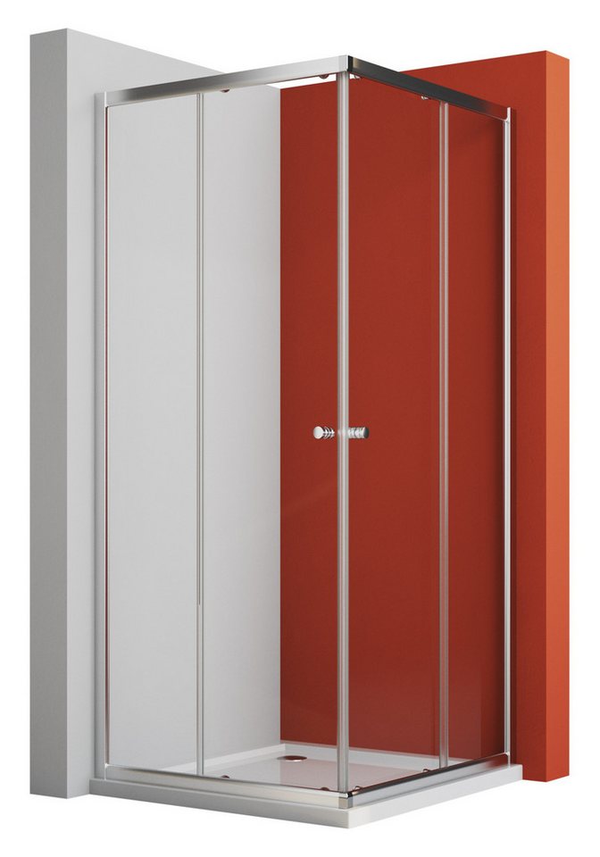 Boromal Eckdusche Duschkabine 75x75 75x90 90x90 80x80 Eckeinstieg Dusche mit schiebetür, BxT: 75x75 cm, verstellbar Alu Wandprofil, Alu-Rahmen, Duschabtrennung für Dusche, mit 16 Türrollen, Easy Clean Funktion, Links und Recht montierbar von Boromal