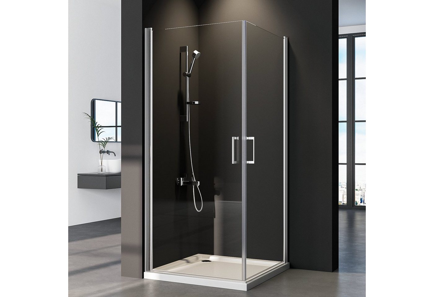 Boromal Eckdusche Duschkabine ecke 90x90 cm Eckeinstieg Duschwand Dusche 5mm ESG Glas, BxT: 90x90 cm von Boromal