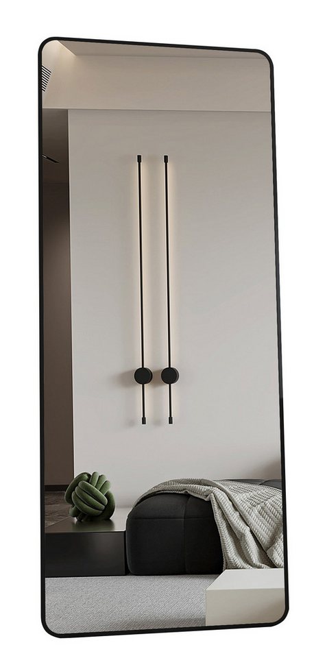 Boromal Ganzkörperspiegel 180x80 Spiegel groß Wandspiegel Schwarz mit Metall Alu Rahmen (Flurspiegel Bodenspiegel, Rechteckig), für Schlafzimmer Garderobe Wohnzimmer Hotel Friseurladen von Boromal