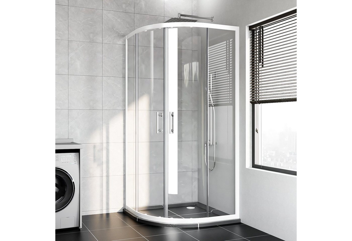 Boromal Runddusche Duschkabine Rund 90x90 Schiebetür Viertelkreisdusche 90x90 Eckdusche, BxT: 90x90 cm, Sicherheitsglas von Boromal