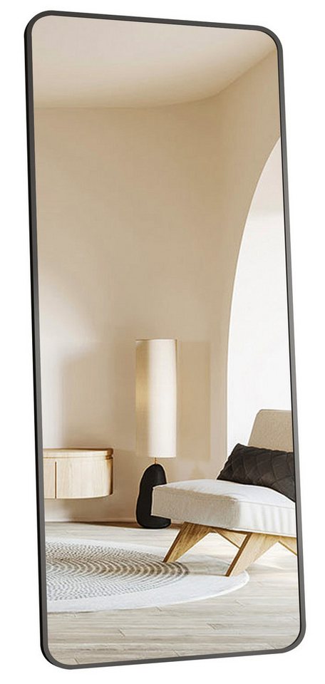 Boromal Wandspiegel Ganzkörperspiegel Schwarz Gold mit Alurahmen (Spiegel Rechteckig, für Schlafzimmer, Wohnzimmer, Flur, Hotel, Garderobe, Friseurladen), 40-180cm, 5mm Glas von Boromal