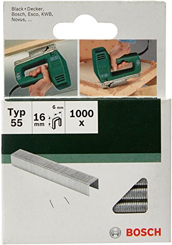 Bosch 1000x Klammer Typ 55 (Textilien/Gewebe, Teppich, Akustikplatten, Rasenteppich, 6 x 1.08 x 16 mm, Zubehör Tacker) von Bosch Accessories