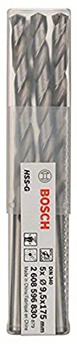Bosch Professional 5x HSS-G Metallbohrer (für Metall, Ø 9,5 mm, Robust Line, Zubehör Bohrmaschine) von Bosch Accessories