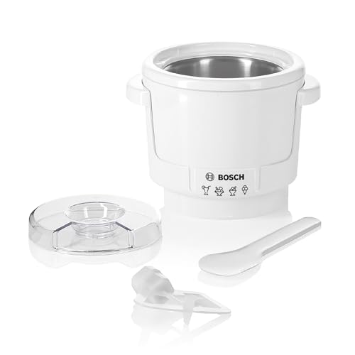 Bosch Eisbereiter MUZ5EB2, 550ml, selbstgemachtes Eis, Sorbet und Frozen Yoghurt, weiß, passend für Küchenmaschine Serie 4 von Bosch Hausgeräte