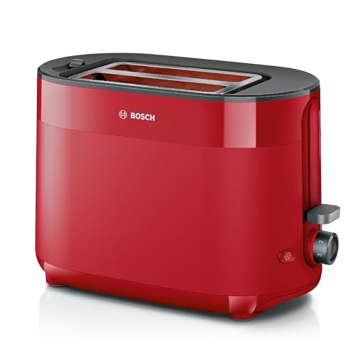 Bosch Kompakt Toaster MyMoment TAT2M124, integrierter Brötchenaufsatz, mit Auftaufunktion, mit Abschaltautomatik, Liftfunktion, Brotzentrierung, perfekt für 2 Scheiben, 800 Watt, Rot matt von Bosch Hausgeräte