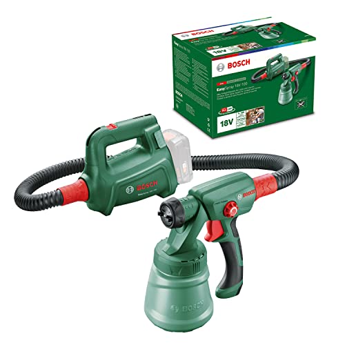 Bosch Akku-Farbsprühsystem EasySpray 18V-100 (ohne Akku, System, für Lacke und Lasuren, Förderleistung 0-100 ml/min, Behälter 800 ml, im Karton) – Testnote: sehr gut (Magazin: selbst ist der Mann) von Bosch Home and Garden