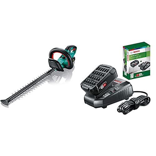 Bosch Akku Heckenschere AHS 50-20 LI (1x Akku, 18 Volt System, Hublänge: 20 mm, im Karton) & Starter-Set 18V (2.5 Ah Akku, 18 Volt System, Ladegerät, im Karton) von Bosch Home and Garden