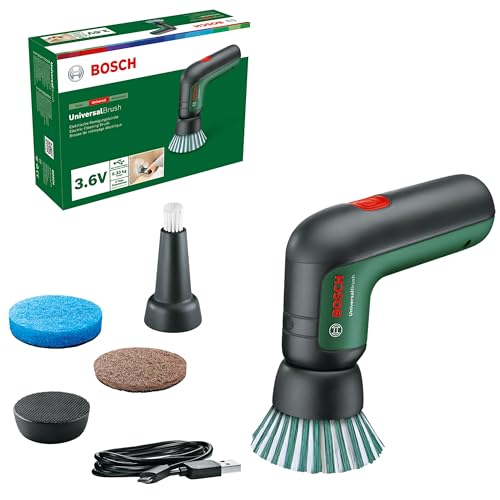 Bosch Home and Garden Akku Reinigungsbürste UniversalBrush (integrierter 3,6-V-Akku, 1 Micro-USB-Kabel und 4 Reinigungsaufsätze enthalten, im Karton) Grün, Norme von Bosch Home and Garden