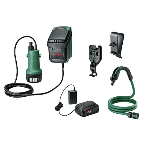 Bosch GardenPump 18V-2000 Tauchpumpe mit Akku und Ladegerät | Für offene Regenwassertanks und Tanks mit Sicherheitsdeckel | Timerfunktion und vielseitige Montageoptionen | Reichweite bis zu 25 m von Bosch Home and Garden