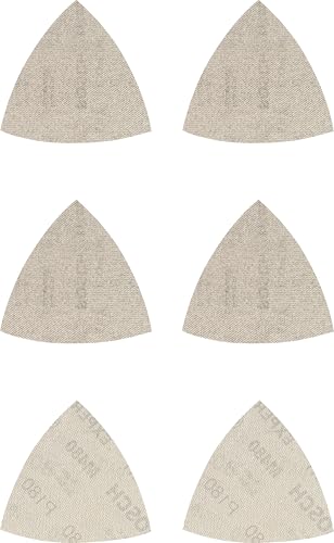 Bosch Accessories 6x Expert M480 Netzstruktur-Schleifblätter Set (für Hartholz, Farbe auf Holz, 93x93 mm, Körnung 80/120/180, Zubehör Deltaschleifer) von Bosch Accessories