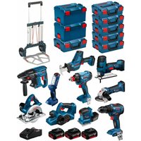 BOSCH Kit 18V BK1001 (GST18V-LIS+GKS18V-LI+GBH18V-21+GWS18-125V-LI+GSR18V-55+GSA18V-LIC+GDX18V-180+GLI18V-300+GHO18V-LI+3x4,0Ah) von Bosch