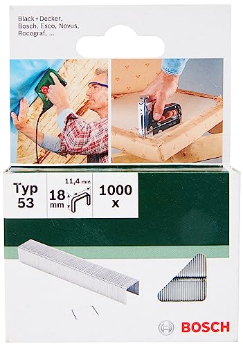 Bosch 1000x Klammer Typ 53 (Textilien/Gewebe, Teppich, Akustikplatten, Rasenteppich, 11.4 x 0.74 x 18 mm, Zubehör Tacker) von Bosch Accessories